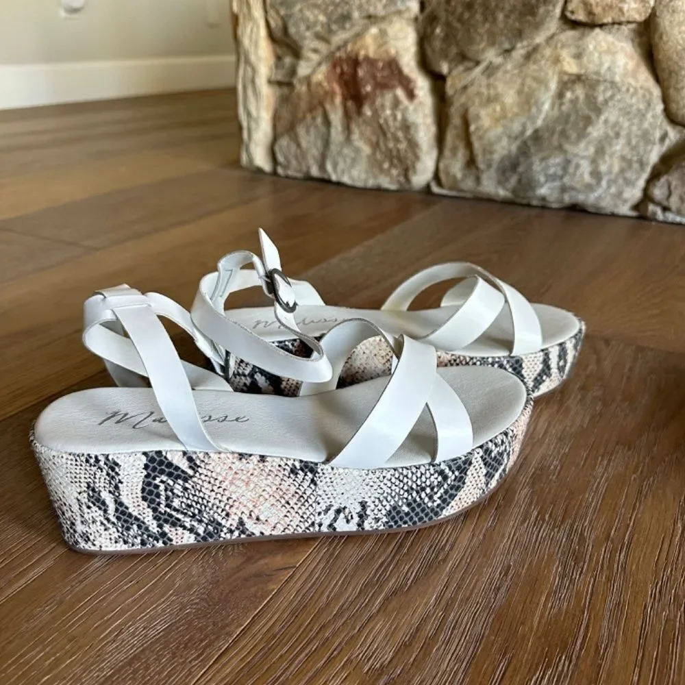 Matisse Sure Thing Platform Wedge Sandal Size 10 Animal Print Calf Hair NWOB